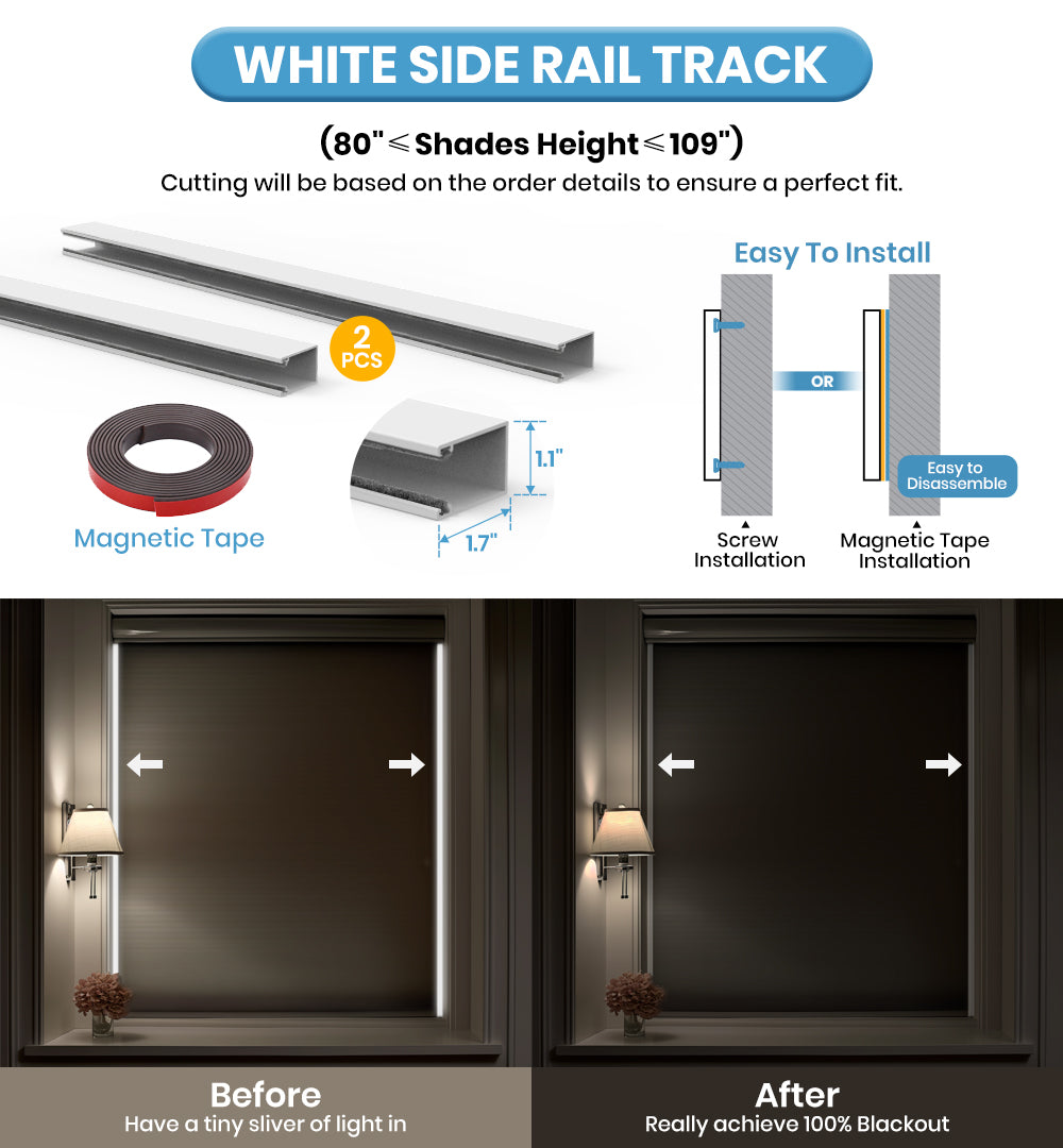 White Side Rail Track (80" ≤ H ≤ 105")