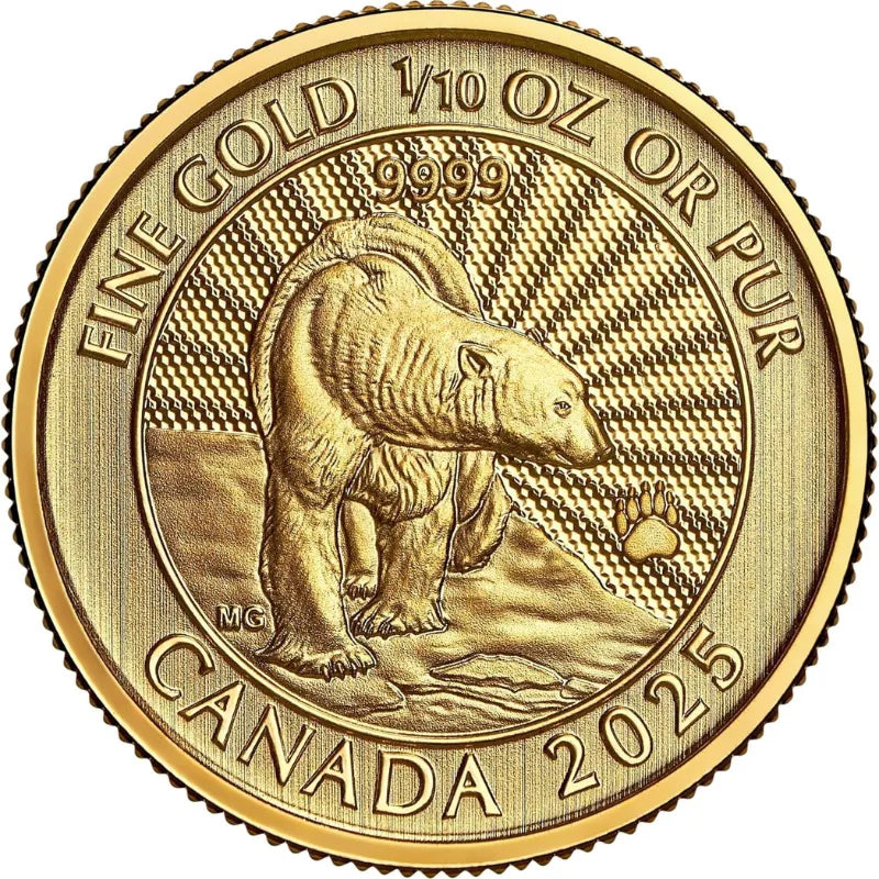 2025 1/10 oz. Pure Gold Coin: The Majestic Polar Bears-Royal Canadian Mint