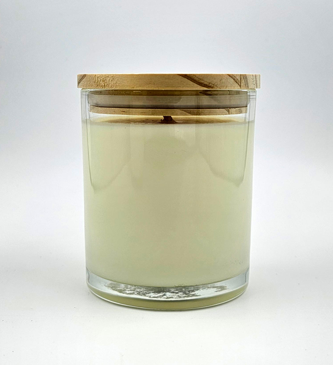 14oz Lidded Gray Glass Jar Crackling Wooden 3-wick Candle With