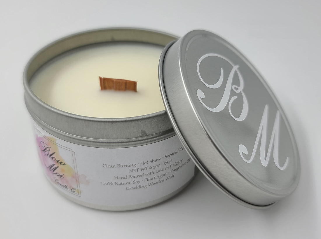 Silver Metal Tin - 8oz - Scented Candle - ECO Cotton Wick – Blow Moi Candle  Co.