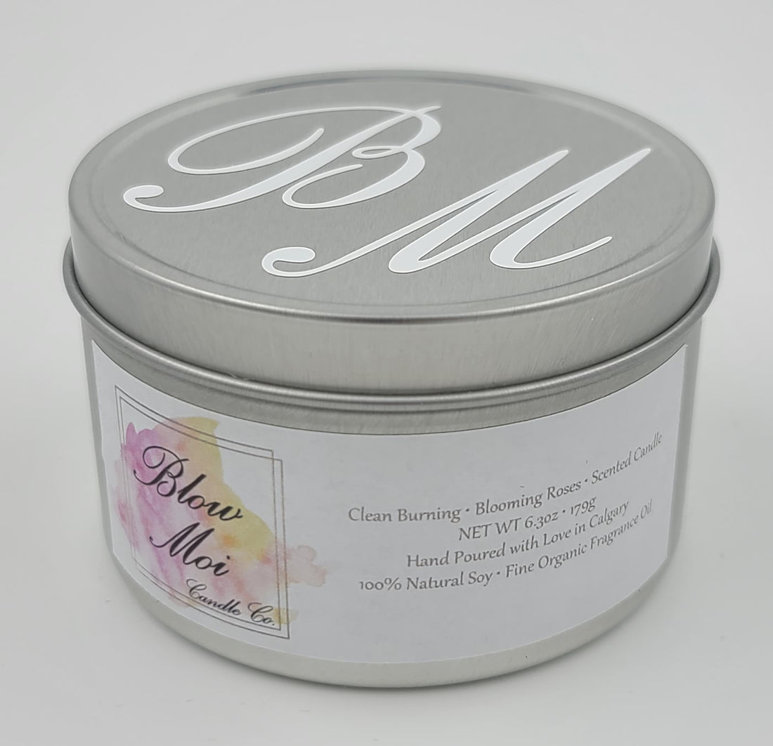 Rose Gold Metal Tin - 8oz - Scented Candle - ECO Cotton Wick – Blow Moi  Candle Co.