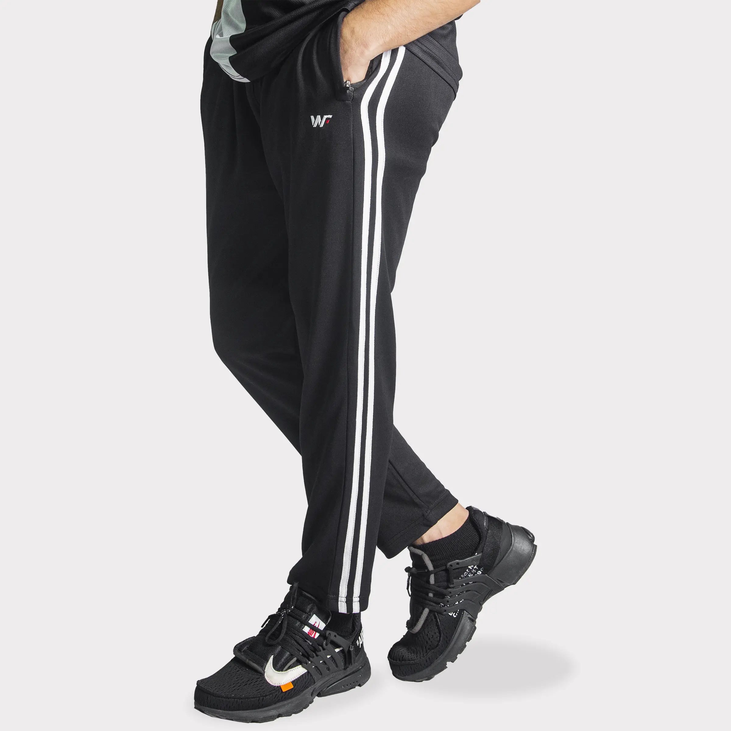 Black Quick Dry Bottom with Two White Strips - Product Main Image