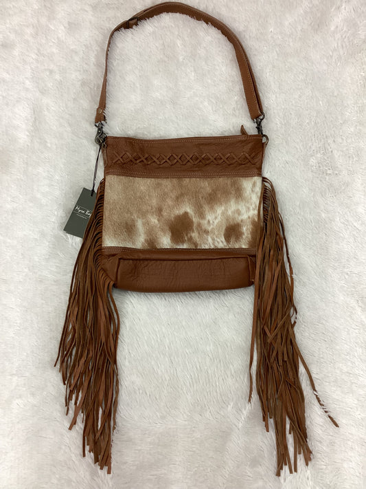 Myra Bag Genuine Leather Cowhide Azure Strip Hand-tooled Bag 