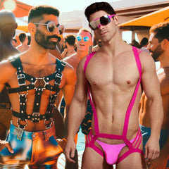 man-wearing-pink-circuit-party-harness-gay-pool-party