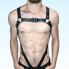 man wearing bdsm leather harness
