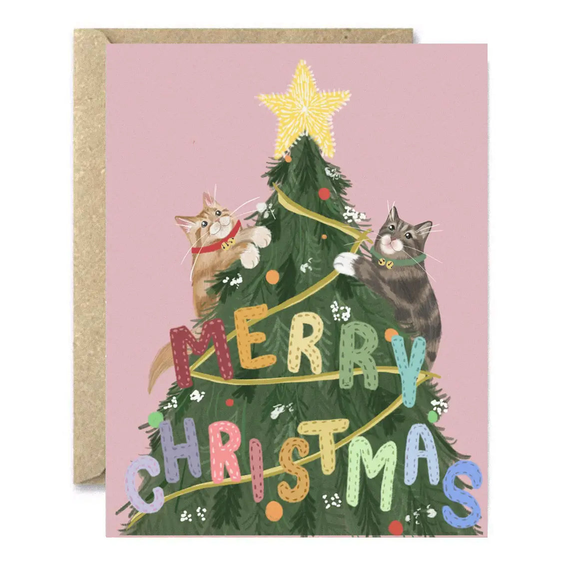 Decorating the Tree- Holiday Cat Christmas Card