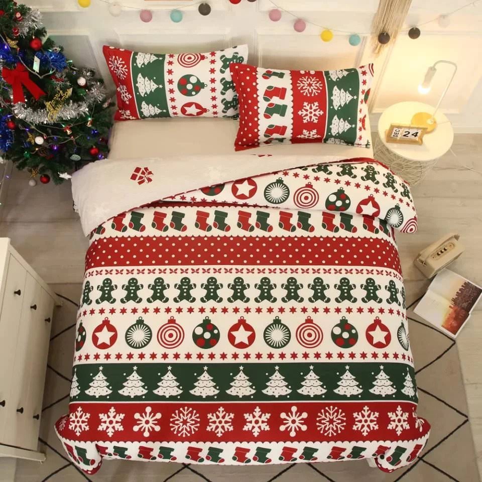 christmas print bed sheets