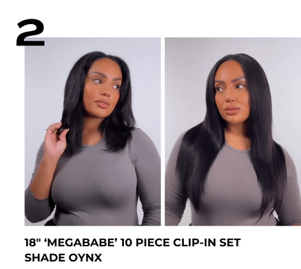 Clip-in hair extensions transformation 2