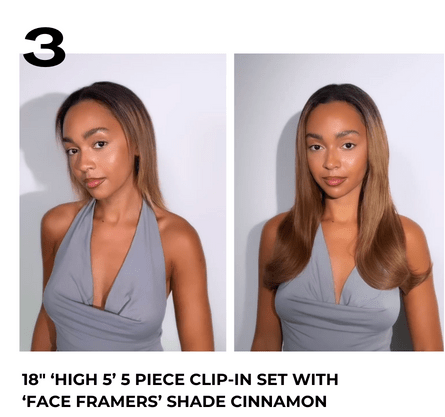 Clip-in hair extensions transformation 3
