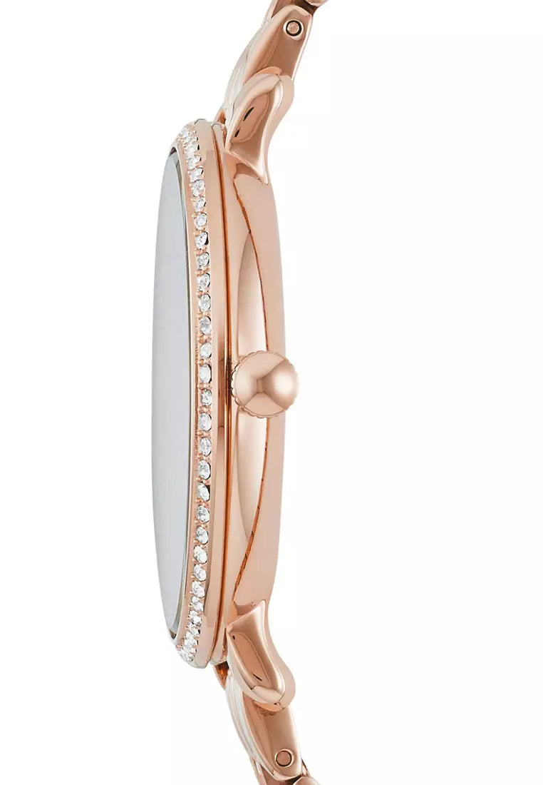 Fossil Jacqueline Rose Gold Dial Rose Gold Steel Strap Watch for Women - ES3546