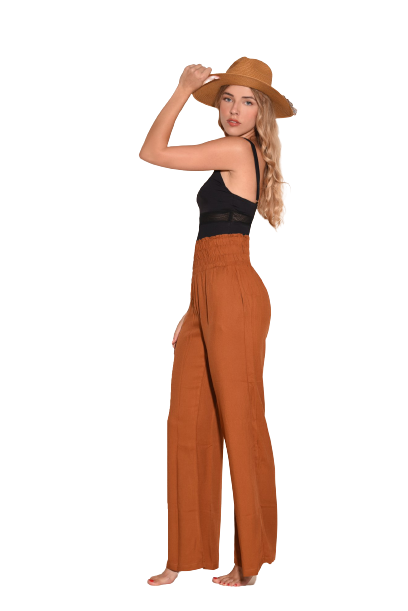 High waist pants in ocre