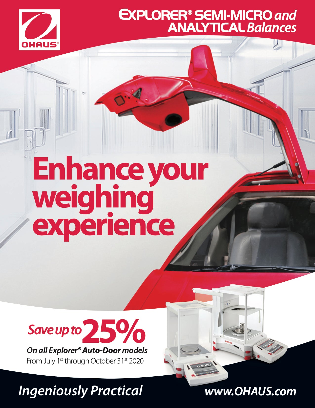 SAVE up to 25% On all Ohaus Explorer® Balance Auto-Door models