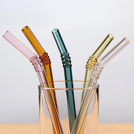 juiceglass Glass Straws (Set of 4), 2 Shapes, 5 Colors on Food52