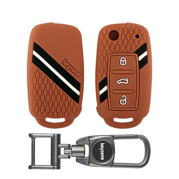 Skoda New FLip Key Premium Metal Alloy Keycase with Holder & Rope