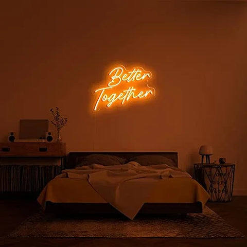image shows a neon sign for the rooms 