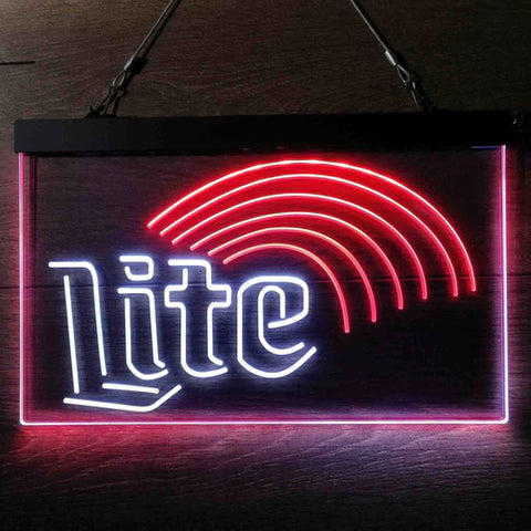 the image shows a miller lite neon sign for your bar and clubs