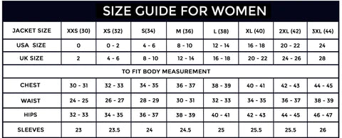 Size Chart – Leather Store World