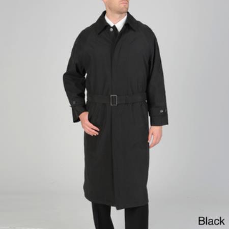 Black Full Length Belted Raincoat