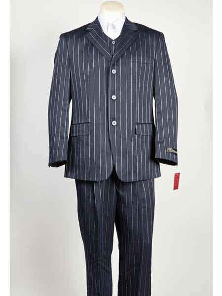 3 Button Pinstripe Suit