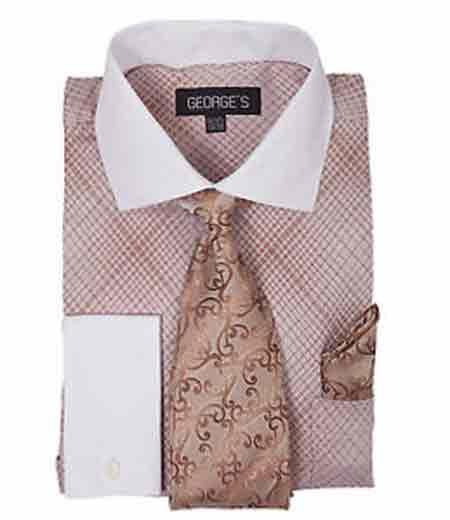 Brown-French-Cuff-Dress-Shirt