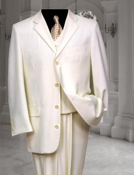 Vested 3 Piece Ivory Suit