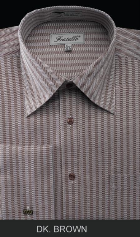 Striped  Brown Dress Shirt