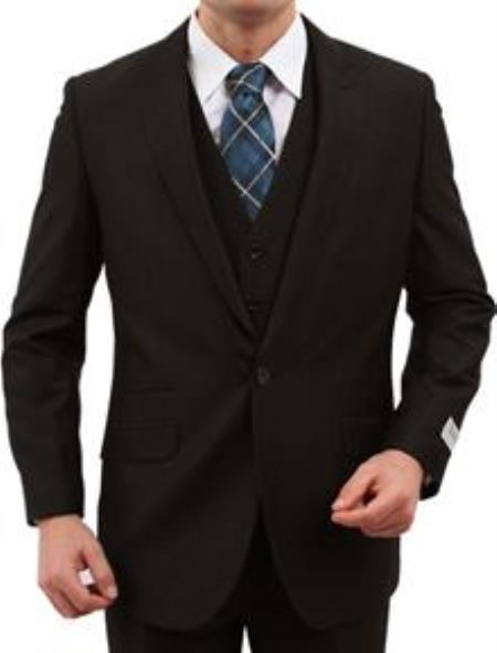 Mens-Two-Buttons-Black-Suit