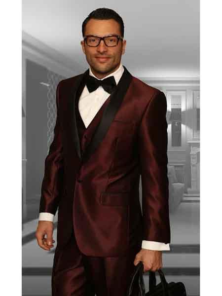 Mens Burgundy Color Tuxedo