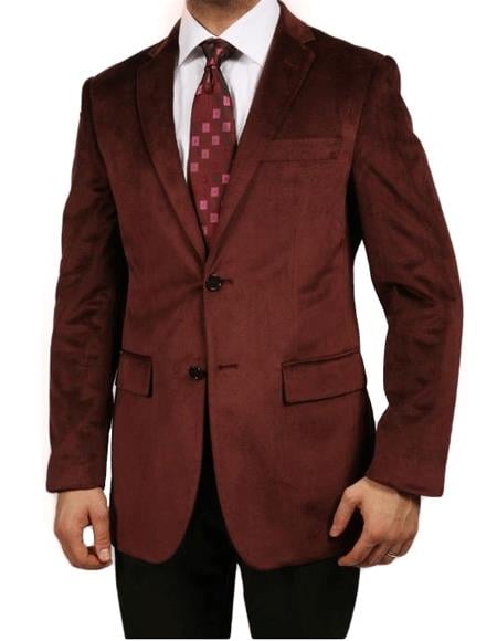 mens Mens Two Button Burgundy Suit