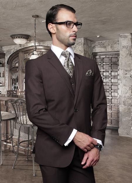 Mens-Two-Buttons-Brown-Suit