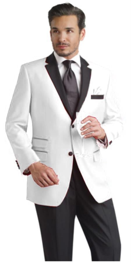 Mens Two Buttons White Tuxedos