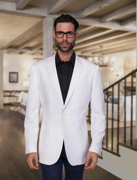 Mens White Linen Sportcoat