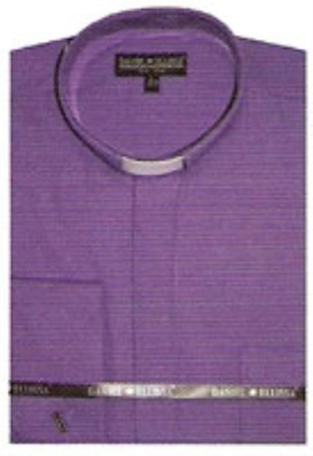 Poly & cotton purple collarless shirt