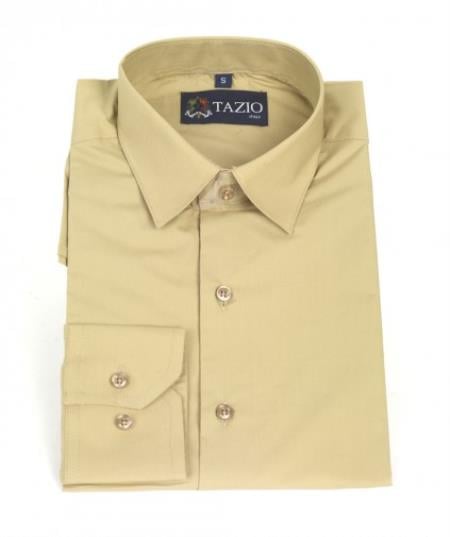 Slim Fit Dress Shirt Tan