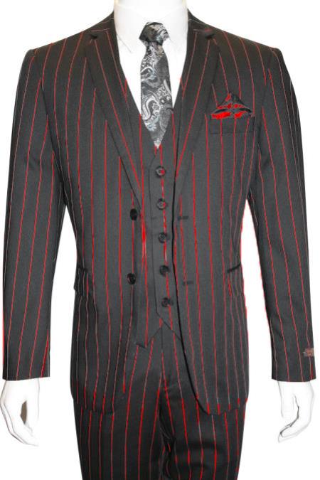 Red WIth Black Striped Suit