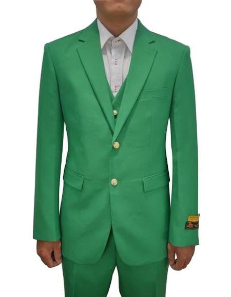 mens green 3 Button suits