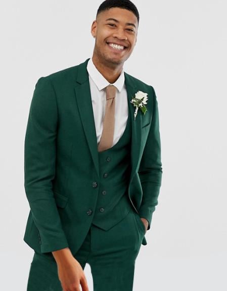 mens green 3 Button suits