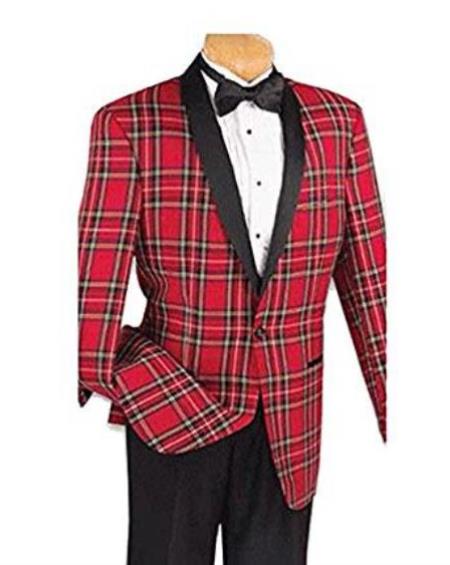 Mens plaid one button blazer