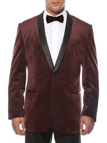 Mens Two Button Burgundy Suit