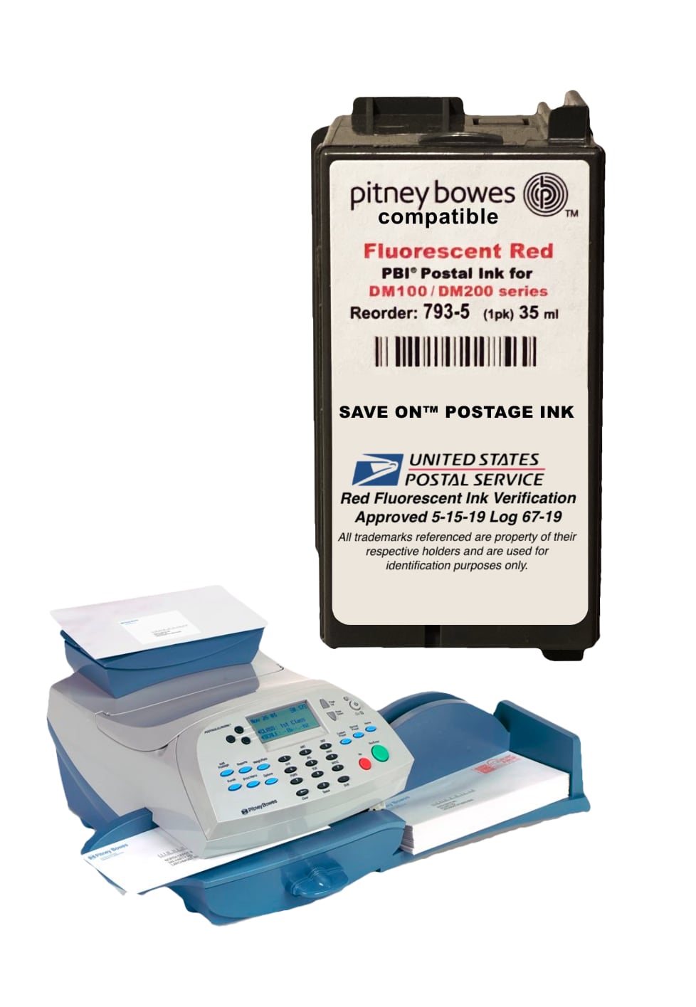 Pitney Bowes Red Ink Cartridge Replacement 7935 for DM Series, SendPro