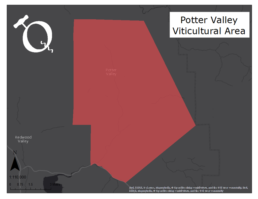 image of the Potter Valley AVA map