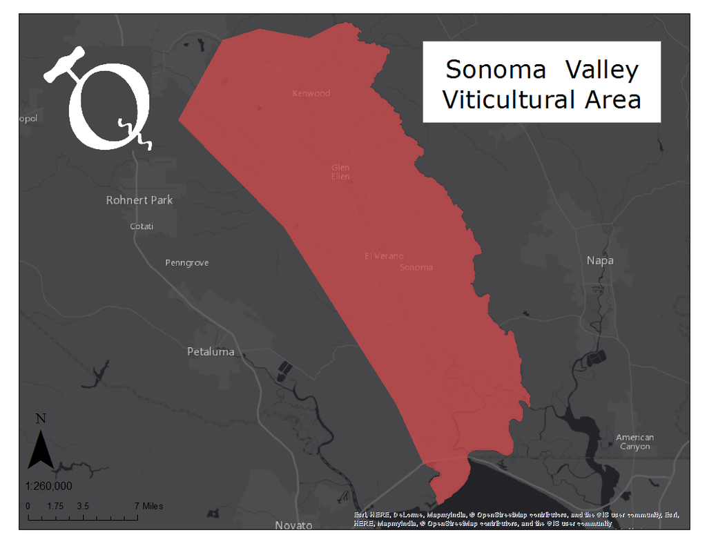 Image of the Sonoma Valley AVA map