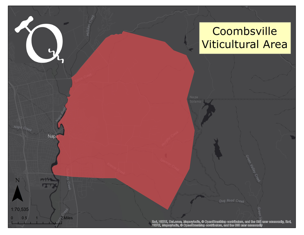 map of Coombsville AVA