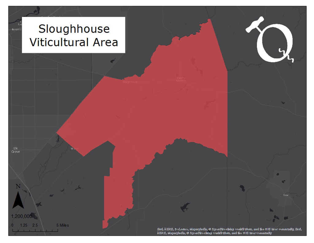 Map of the Sloughhouse viticultural area