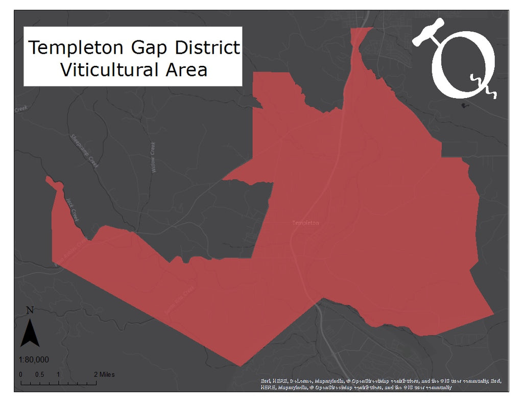 Map of the Templeton Gap District AVA of Paso Robles