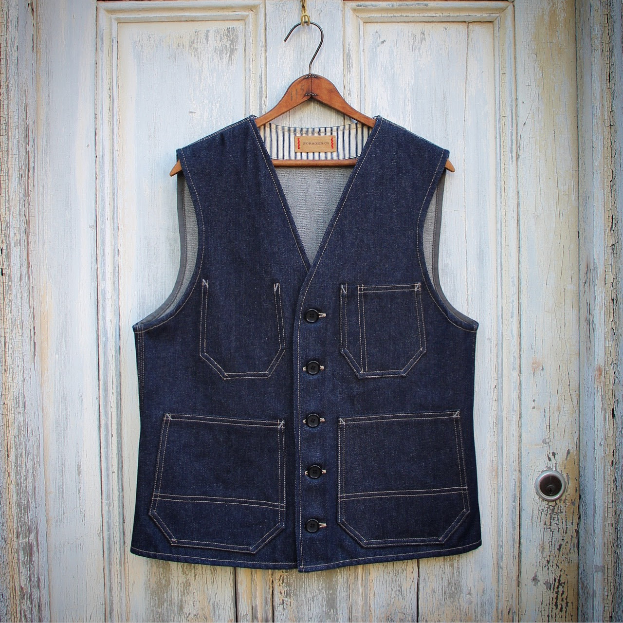 raw denim vest