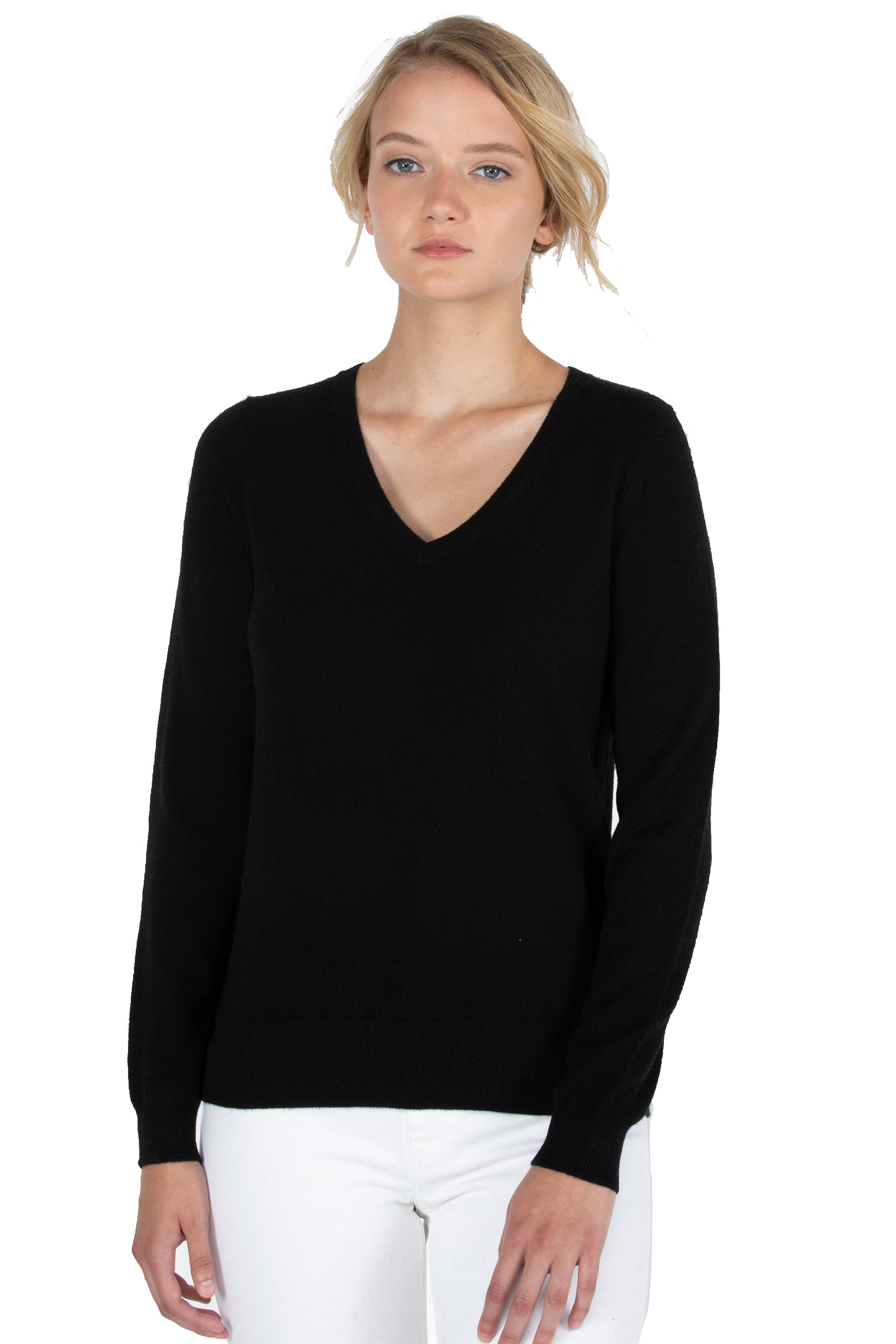 JENNIE LIU Women's 100% Pure Cashmere Long Sleeve Pullover V Neck Swea –  JENNIE CASHMERE