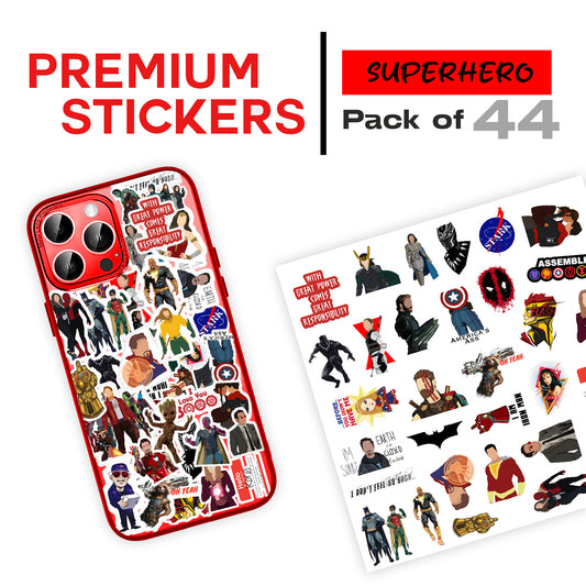 CodersParadise Pack of 52 Superhero Vinyl Stickers for Laptop