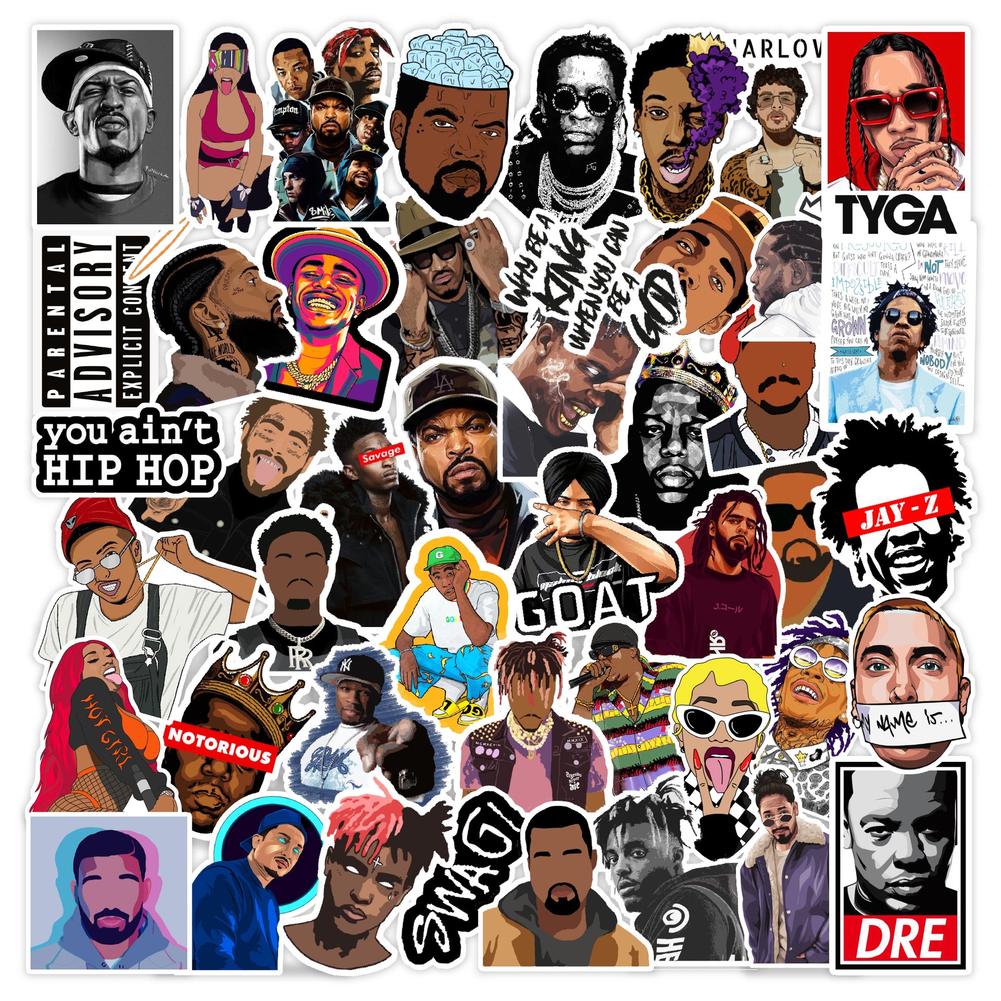 Zichzelf tijdelijk Theoretisch Hip Hop Rapper Stickers Pack of 53 – Stickerly