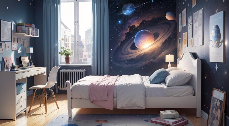 Stickers muraux - Astronaute avec planètes - Décoration chambre d